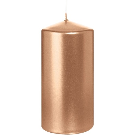 Trend Candles - Stompkaarsen met glazen onderzetters set van 2x stuks - rose goud 6 x 12 cm