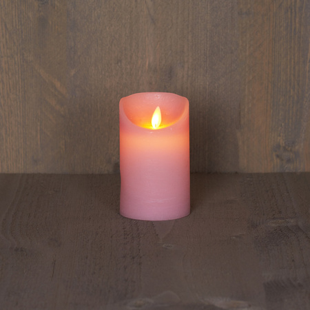 1x Pink LED candle with moving flame 12,5 cm 