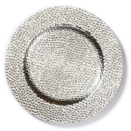 1x pcs candle charger plates/platters shiny silver 33 cm