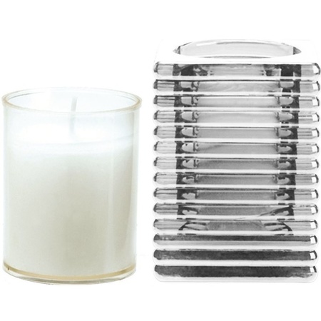 1x Transparent candle holder with candle and 3x refill