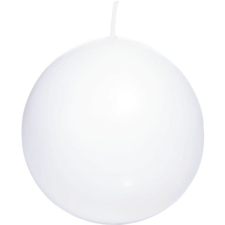 1x White sphere/ball candle 7 cm 16 hours