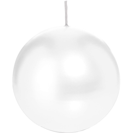 1x White sphere/ball candle 8 cm 25 hours