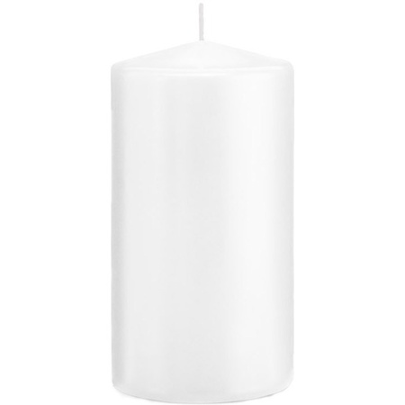 Trend candles cylinder candles with glass base - Set of 2x - bright white 8 x 15 cm
