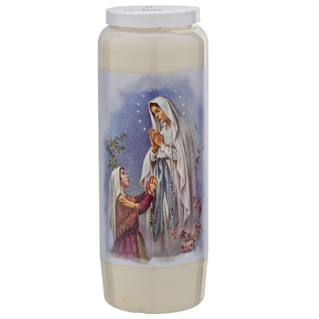 1x White novena candle hail with rung 6 x 18 cm 9 days