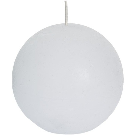 1x White rustic sphere/ball candle 8 cm 24 hours