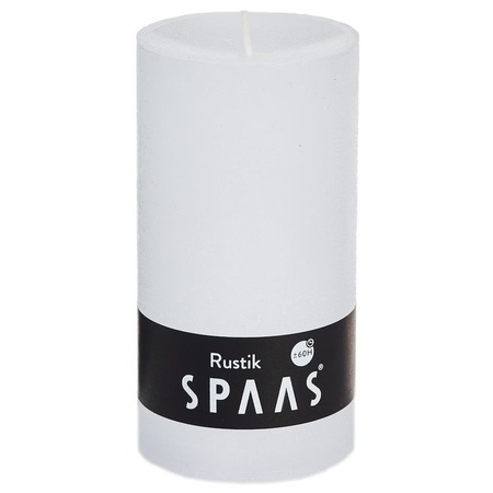 3x White/taupe rustic cylinder candles set