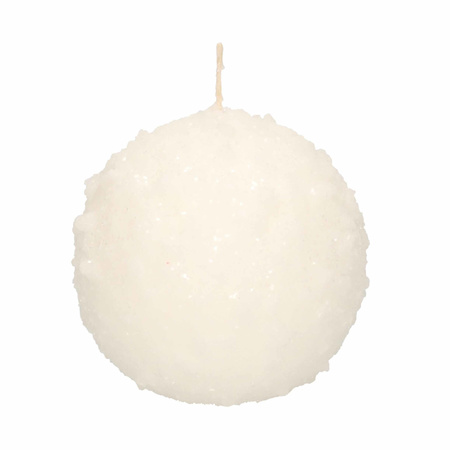 1x White snowball sphere/ball candles 10 cm 67 hours