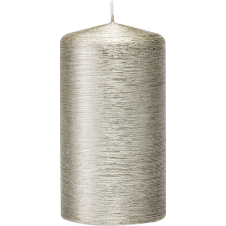 Trend candles cylinder candles with glass base - Set of 2x - silver 7 x 13 cm