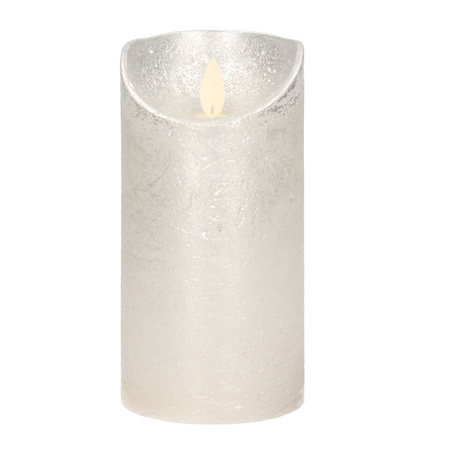 1x Zilveren LED kaarsen / stompkaarsen met bewegende vlam 15 cm
