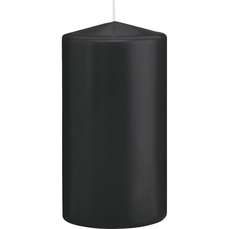 Set of 6x cylinder candles black 12 and 15 cm