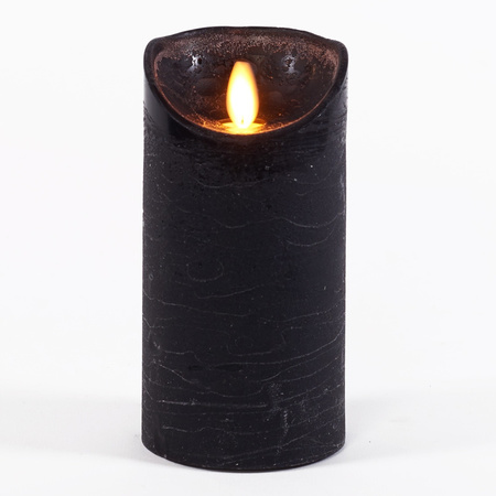 1x Black LED candle with moving flame 15 cm