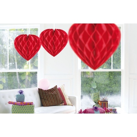 20x rode decoratie hartjes van 30 cm