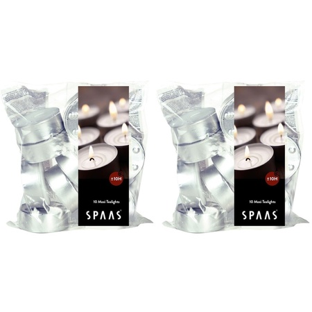 20x White maxi tealights candles 10 hours in bag