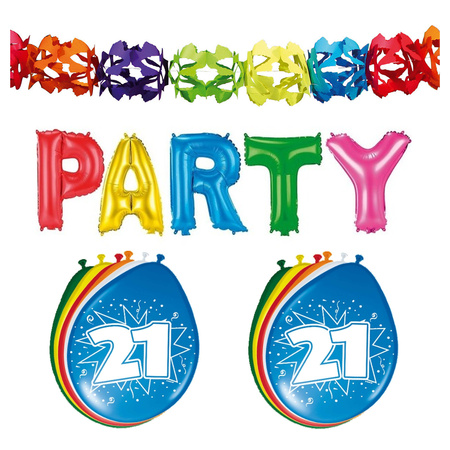 21 years birthday party decoration package guirlandes/balloons/party letters