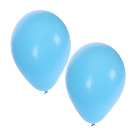 Zilveren en lichtblauwe feestballonnen 50x