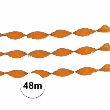 2x Crepe papier slingers oranje 24 m.