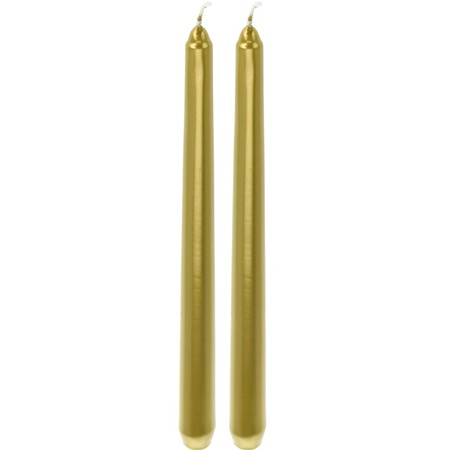 2x Gold diner candles 25 cm