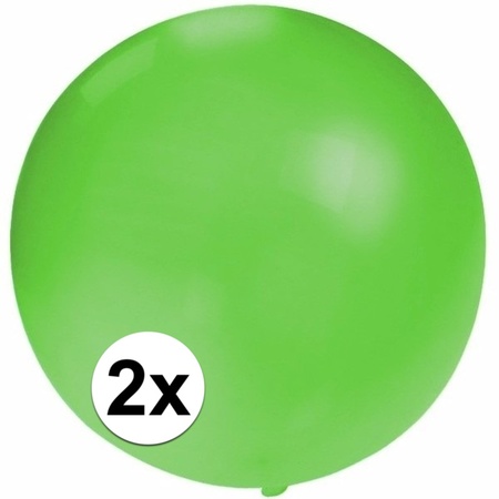 2x ronde grote ballon groen 60 cm voor helium of lucht