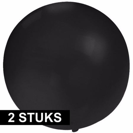2x Ronde ballonnen zwart 60 cm voor helium of lucht
