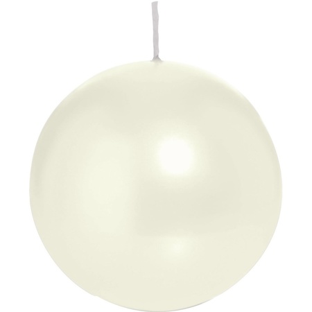 2x Ivory white sphere/ball candle 7 cm 26 hours