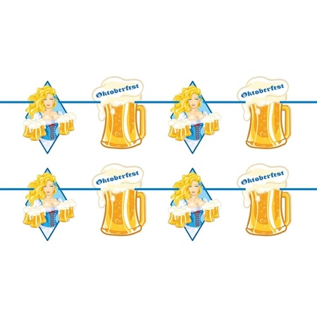 2x Oktoberfest/beer party buntings with blonde woman 10 m