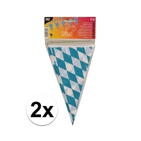 2x stuks Plastic Bayern Oktoberfest vlaggetjes slingers