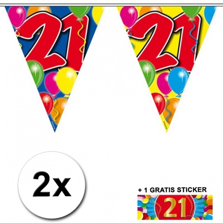 2 Vlaggenlijnen 21 jaar met gratis sticker