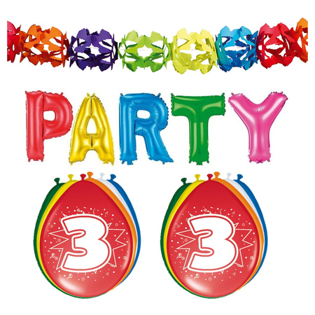 3 years birthday party decoration package guirlandes/balloons/party letters