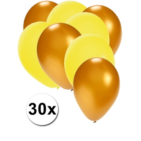 Gouden en gele feestballonnen 30x