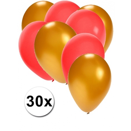 Gouden en rode feestballonnen 30x