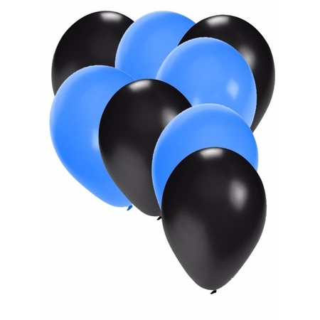 Zwarte en blauwe feestballonnen 30x