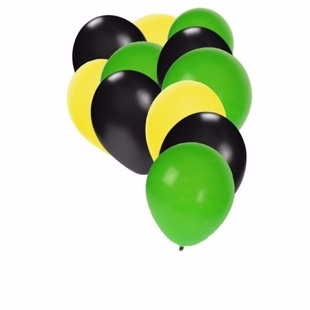 30x ballonnen in Jamaicaanse kleuren