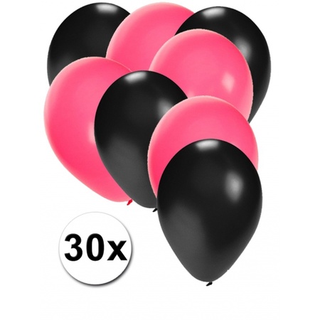 30x balloons Sweet 16 black and pink