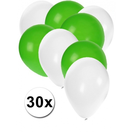 Witte en groene feestballonnen 30x