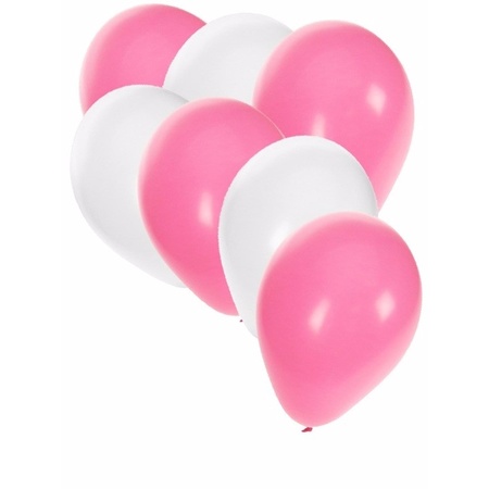 Witte en roze feestballonnen 30x