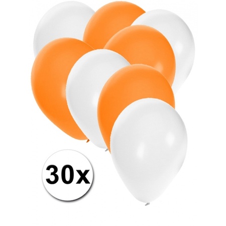 Witte en oranje feestballonnen 30x