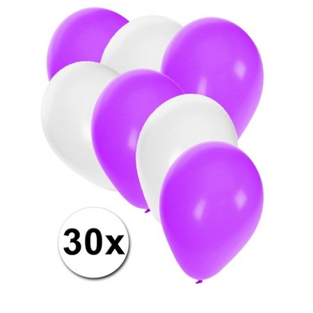 Witte en paarse feestballonnen 30x
