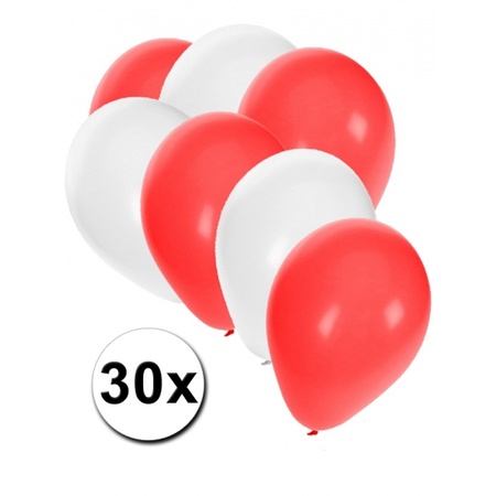 30x rood/witte ballonnen pakket
