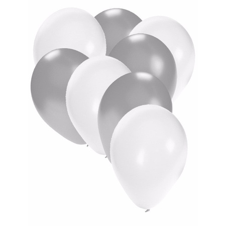 Wit en zilvere feestballonnen 30x