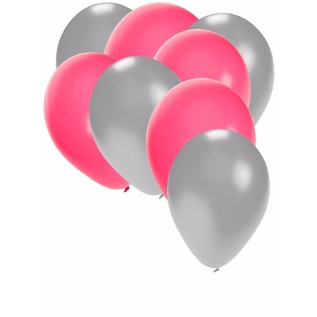 Zilveren en roze feestballonnen 30x