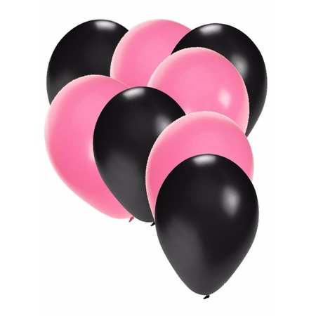 Zwarte en lichtroze feestballonnen 30x