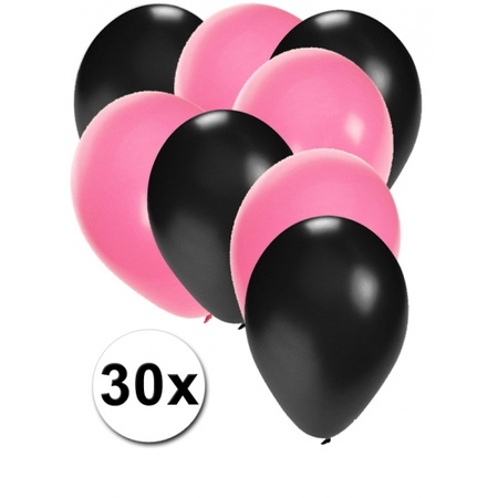 Zwarte en lichtroze feestballonnen 30x