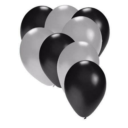 Zwarte en zilveren feestballonnen 30x