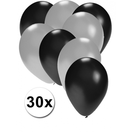 Zwarte en zilveren feestballonnen 30x