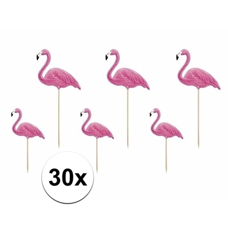 30 Cupcake prikkers met flamingo