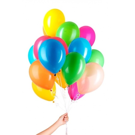 30x Colored heliumballoons with ribbon