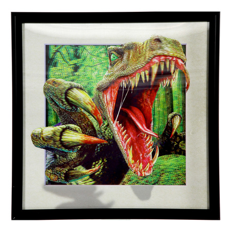 3D dinosaur poster in black frame