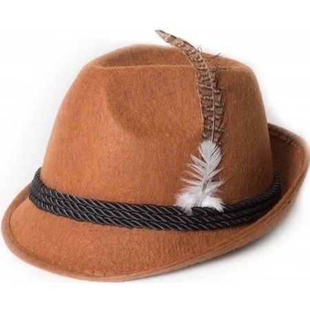 3x Brown Tyrolean hats dress up accessories for adults