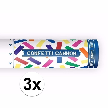 3x Confetti shooter multi color mix 20 cm