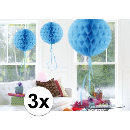 3x Decoration balls baby blue  30 cm